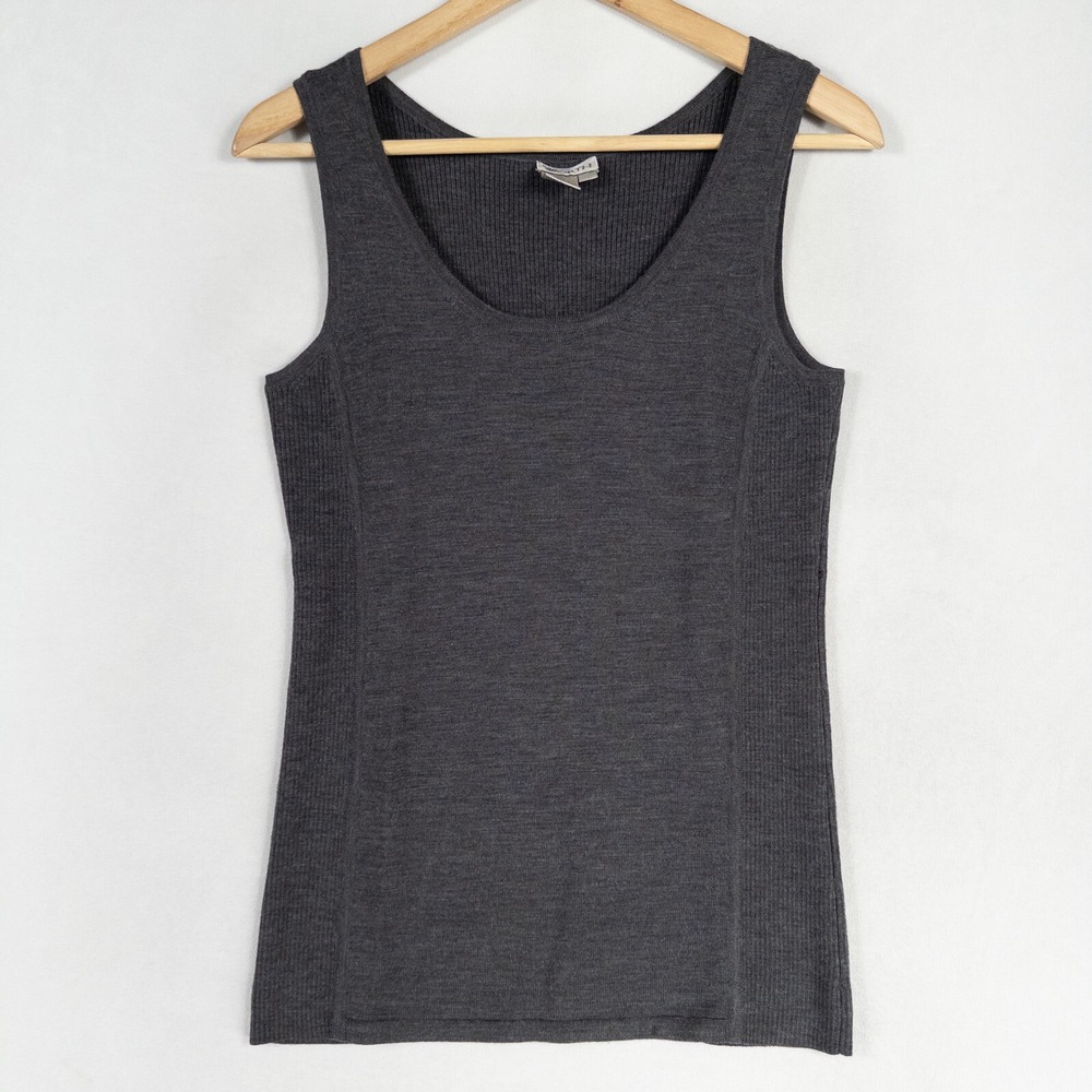 Worth Sweater Tank Women XP Gray Wool Blend Stretch Scoop Neck Business Casual